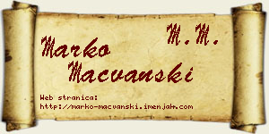 Marko Mačvanski vizit kartica